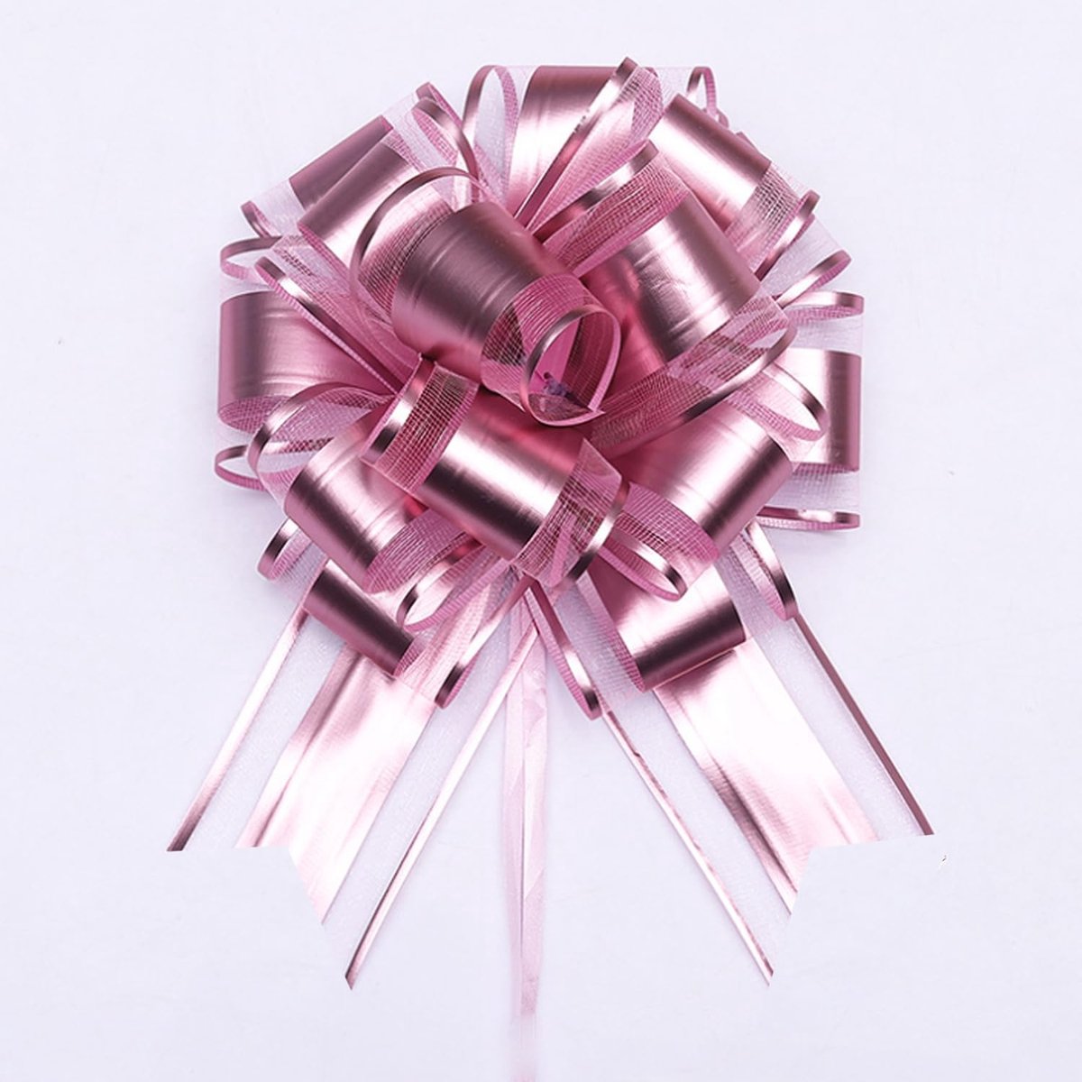 Cadeau-strik, 6 stuks Grote cadeaustrik met geschenklint, treksluiting ø 18 cm, gigantische strik cadeau, grote strik voor autodecoratie, bruiloft, verjaardag, kerst, decoratieve strikken, roze