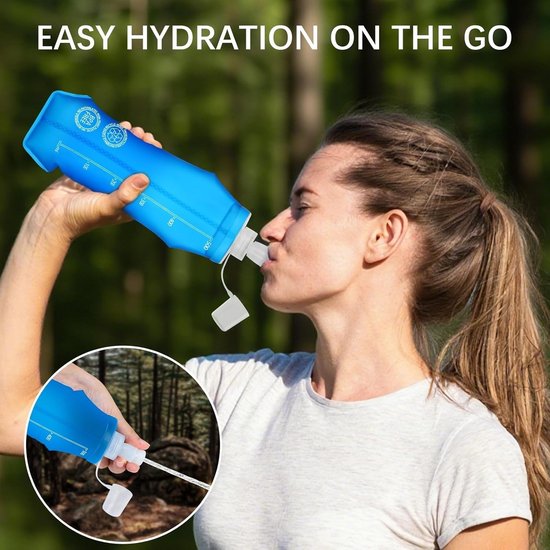 2 stuks Soft Flask 500ml - Opvouwbare sport drinkfles hardlopen - waterfles voor hardlopen fietsen — afbeelding 4