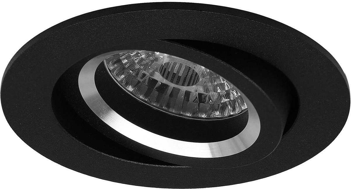 Platte LED spot Kaelan rond zwart - 4000K - dimbaar - zaagmaat 70-75mm