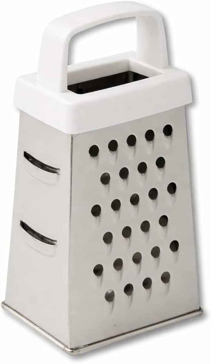 Vierkante rasp, hoogte 6,6 cm, ideaal als kleine kaasrasp, knoflookrasp, gemberschaaf, parmezaanse kaas bij tafel, gemberrasp, 4-zijdige toren keukenrasp (wit)