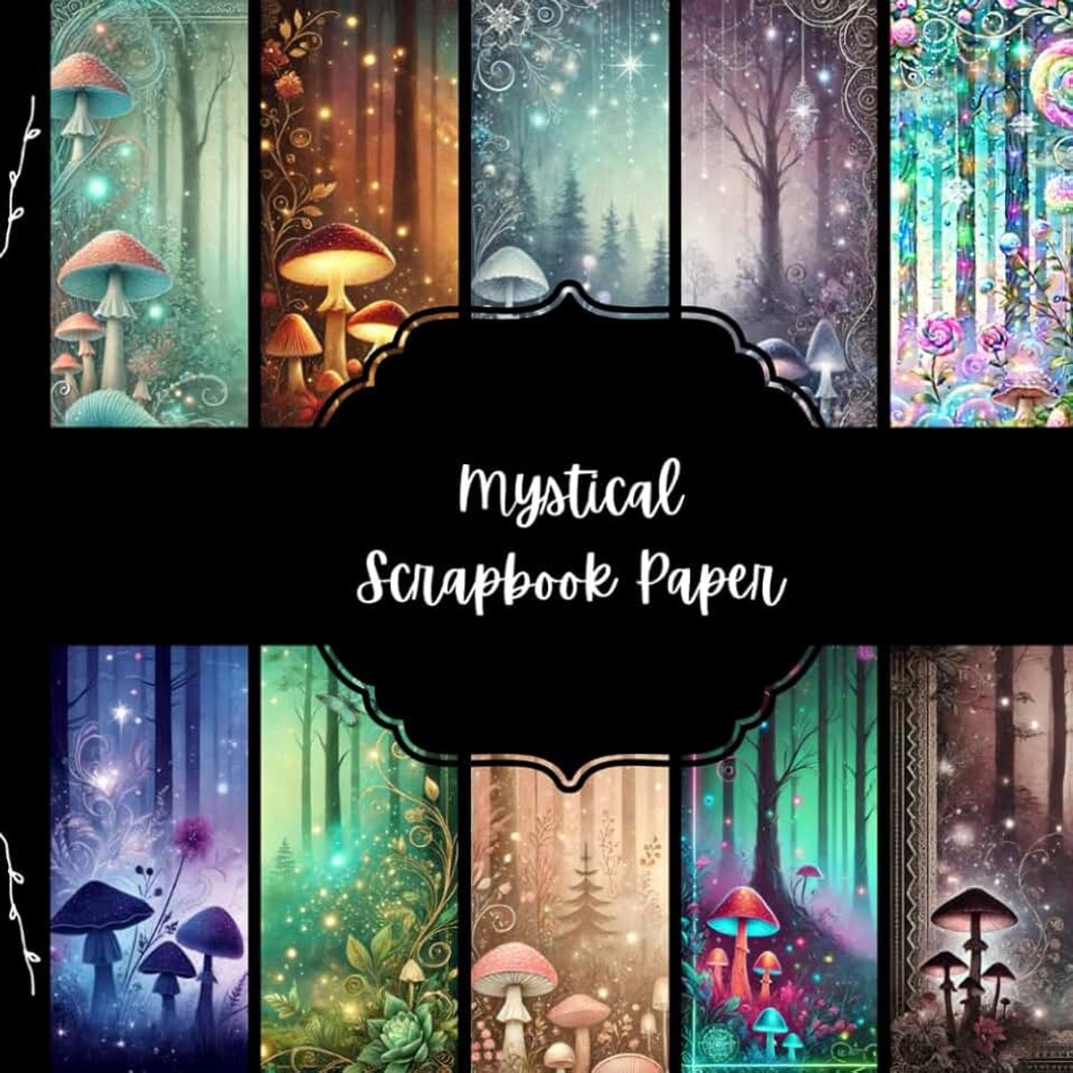 Scrapbook Paper, Magical Forest Junk Journal Paper, Fantasy Decorative Paper, DIY Projects, Origami, Collage Sheets, Decoupage Paper, 10 Designs, Double Sided