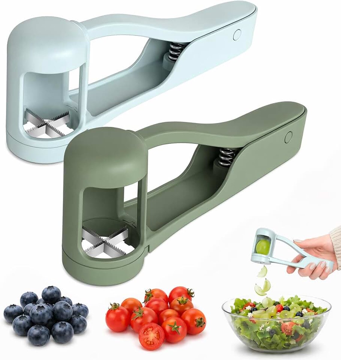 2 stuks druivensnijder, tomatensnijder, wijndruivensnijder voor salades, snacks, desserts, druiven, tomaten