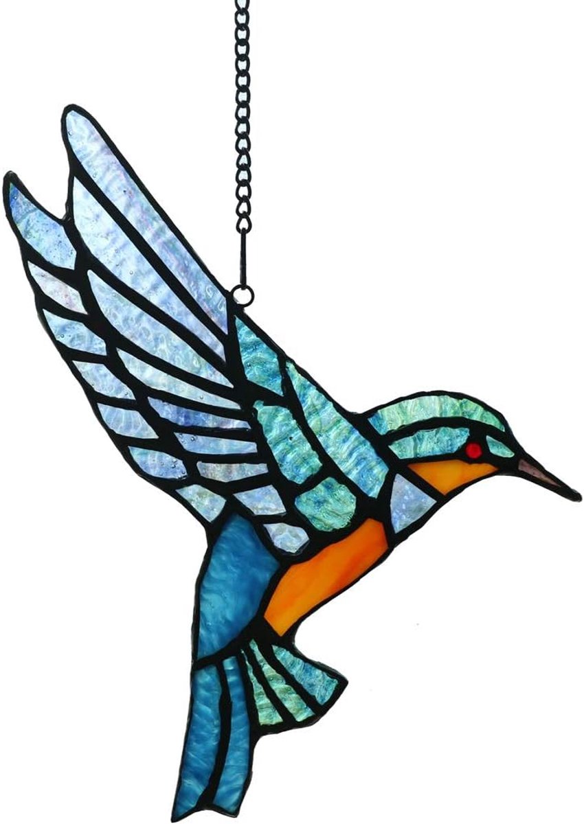 Zonnevanger Voor Tuin Hek Groot, Tiffany Stijl Gebrandschilderd Glas Bluebird Voor Venster, Opknoping Zon Catcher Ornament Craft Panel Gift voor Kinderen, LS1001 23 X 16,5 CM