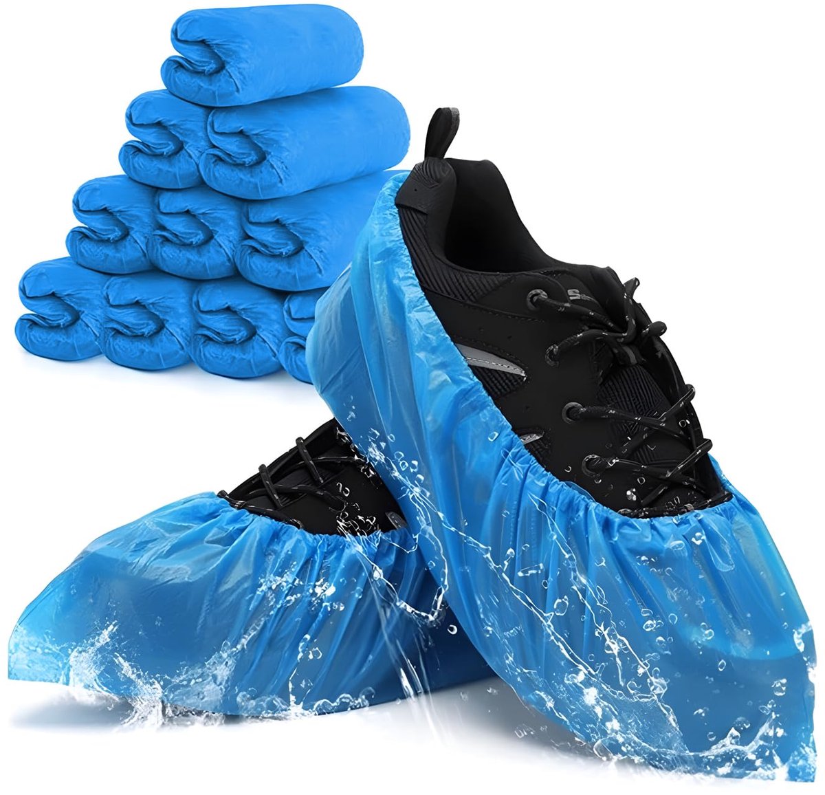 Antislip, waterdicht, stofdicht, stretch overschoenen, plastic, voor het reinigen van schoenen, vloeren en tapijten, blauw (100 paar)