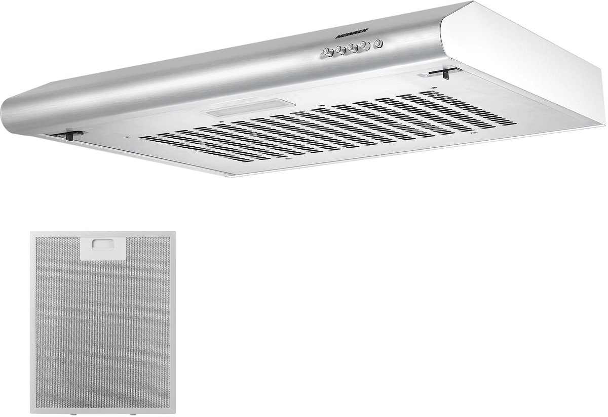 Heinner CH-201SS Onderbouw Afzuigkap 60 cm – 209,7 m³/u – 3 Standen – LED-verlichting – Aluminium Vetfilter – Recirculatie – 5 Jaar Garantie – Zilver