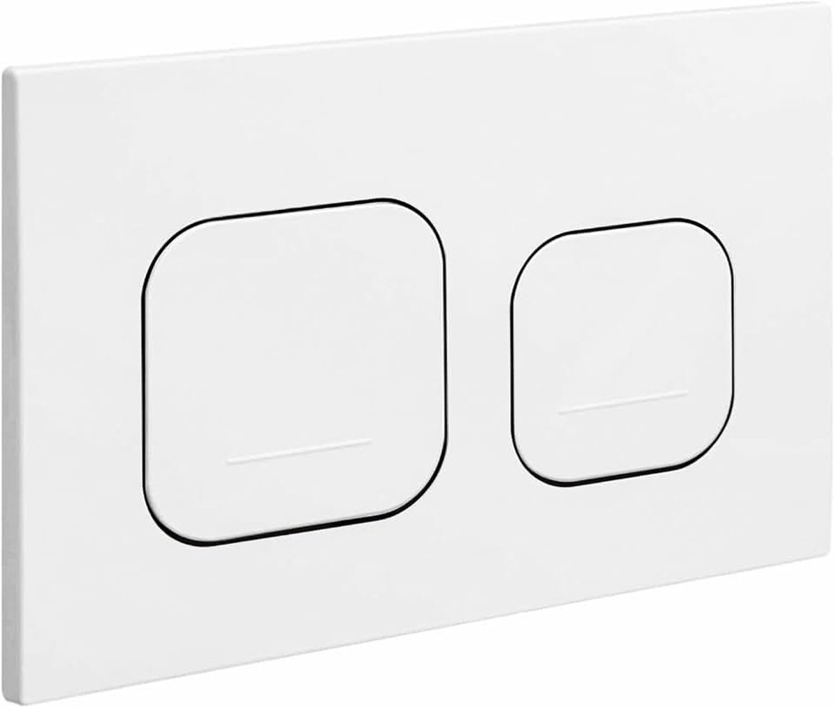 Bedieningsplaat voor hangtoilet, bedieningsplaat, drukplaat, geschikt voor Geberit Sigma 01, UP300 en UP320, 2-hoeveelheidsfunctie, glanzend (wit met zilveren rand)