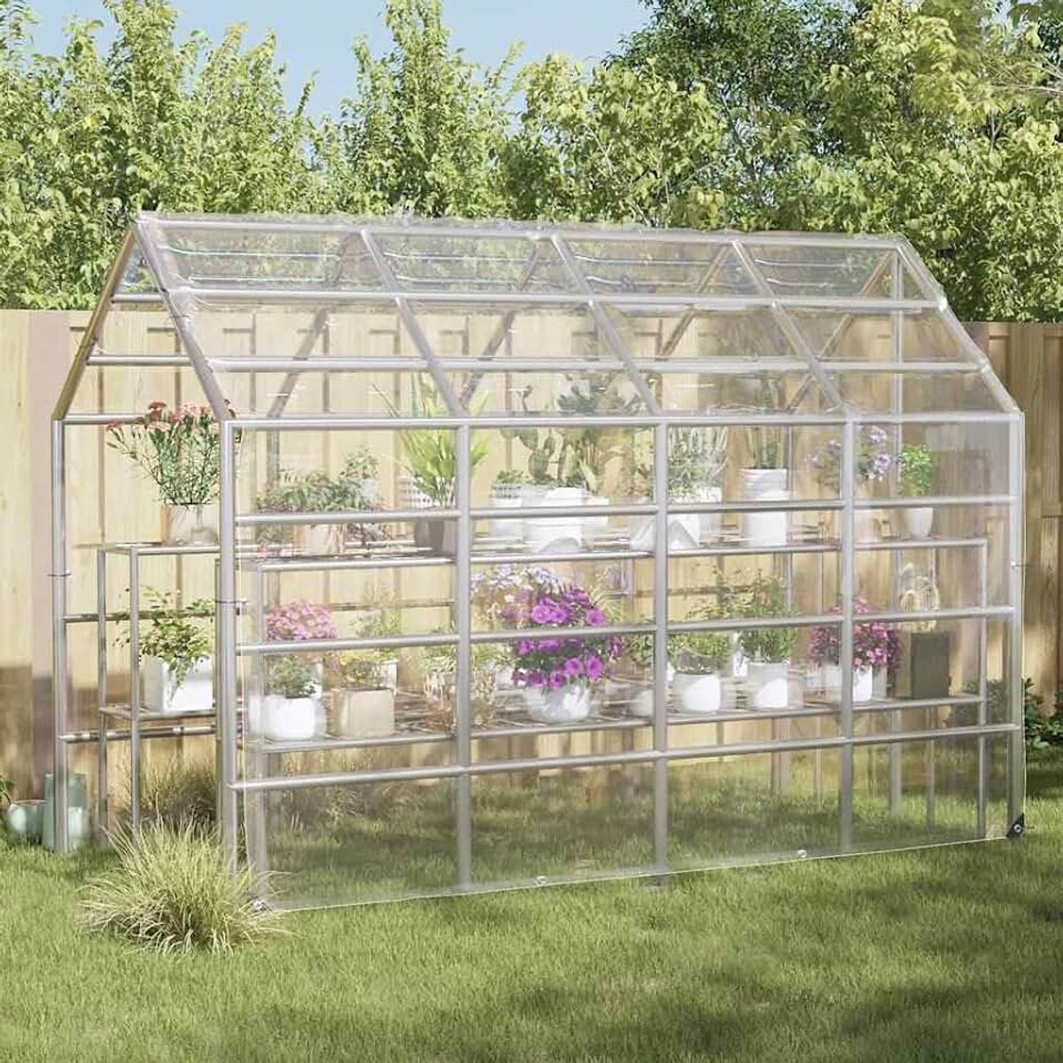 3 x 5 m, pvc-afdekzeil met inslagringen, voor broeikas en tuin, transparante weefselfolie, weerbestendig