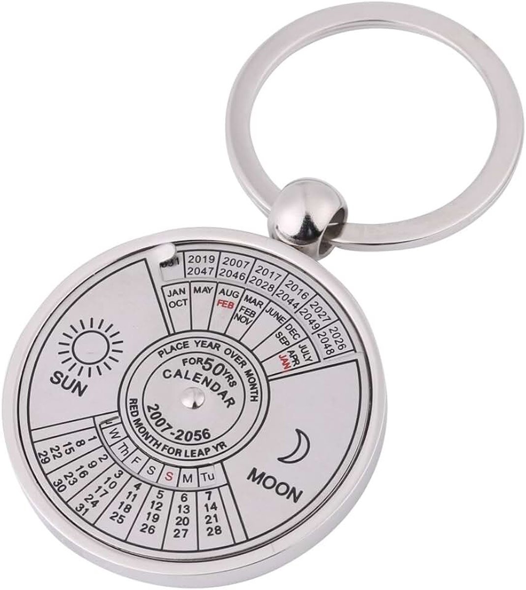 Eeuwigdurende kalender sleutelhanger metalen sleutelhanger accessoire kalender sleutelhangerv