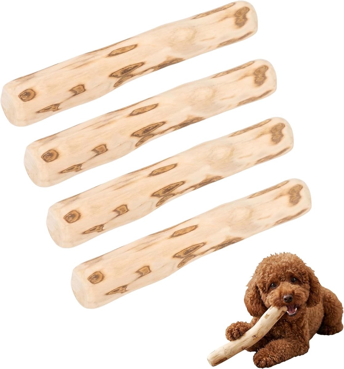 4 stuks kauwhout voor honden, koffiehout voor puppy's