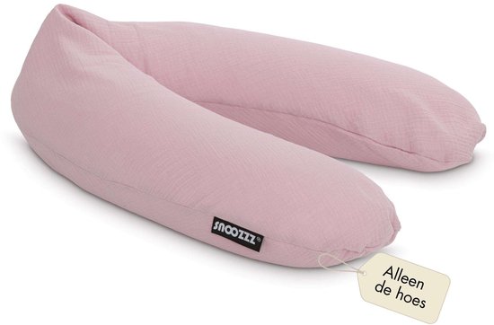 Snoozzz Voedingskussenhoes - Hoes voor voedingskussen zwangerschapskussen - zachte hydrofiel katoen - 185 cm - Oud roze van SNOO — afbeelding 2