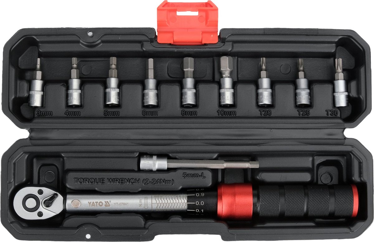 YATO YT-07841 Professionele Momentsleutel Set - 1/4" - 2-24 Nm - 72T Ratel - Met 10-delige Bitset S2