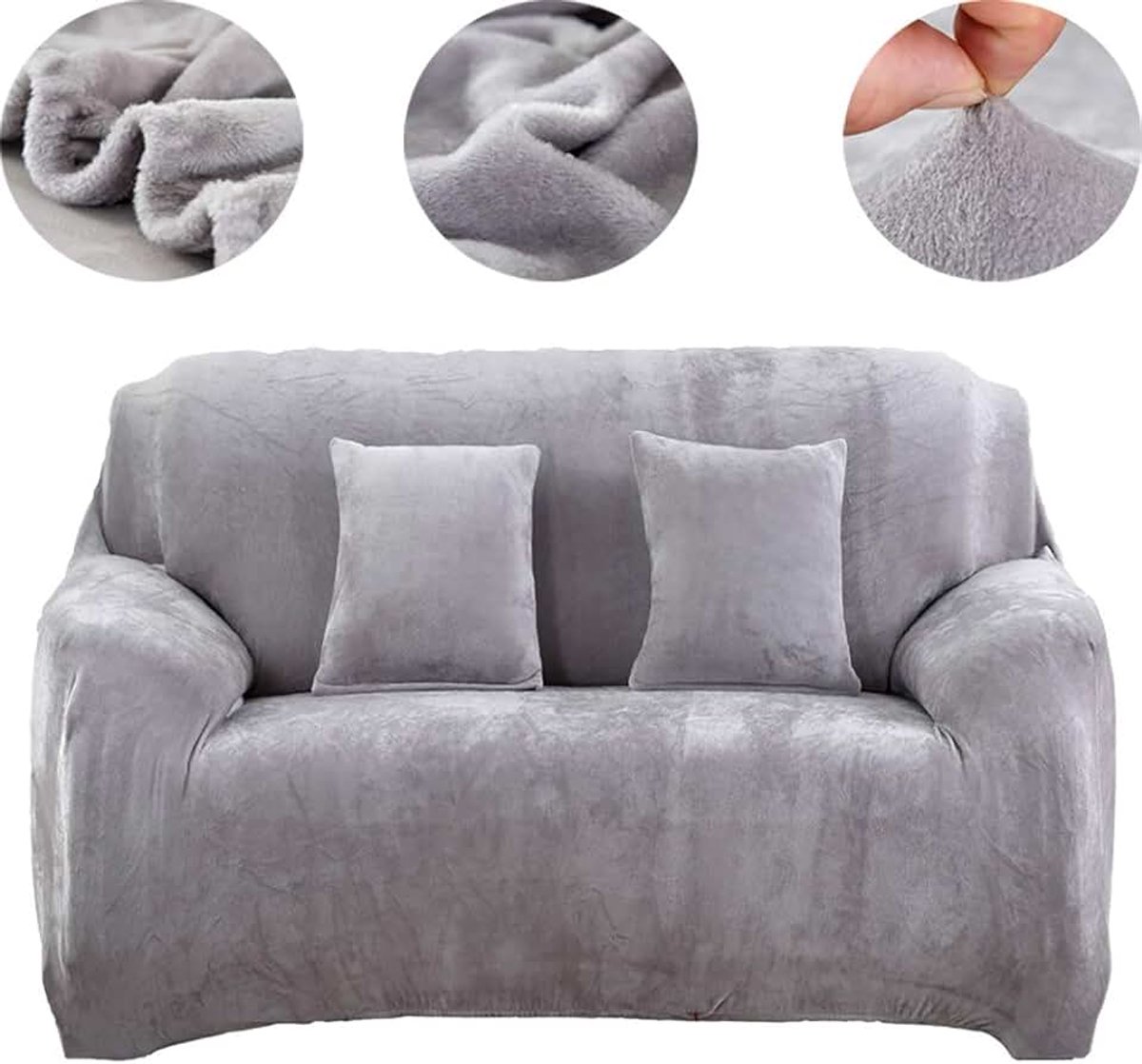 Sofa Covers Duurzame Pure Kleur Sofa Protector Fluweel Gemakkelijk Fit Elastische Stof Stretch Couch Slipcover Zilver Grijs