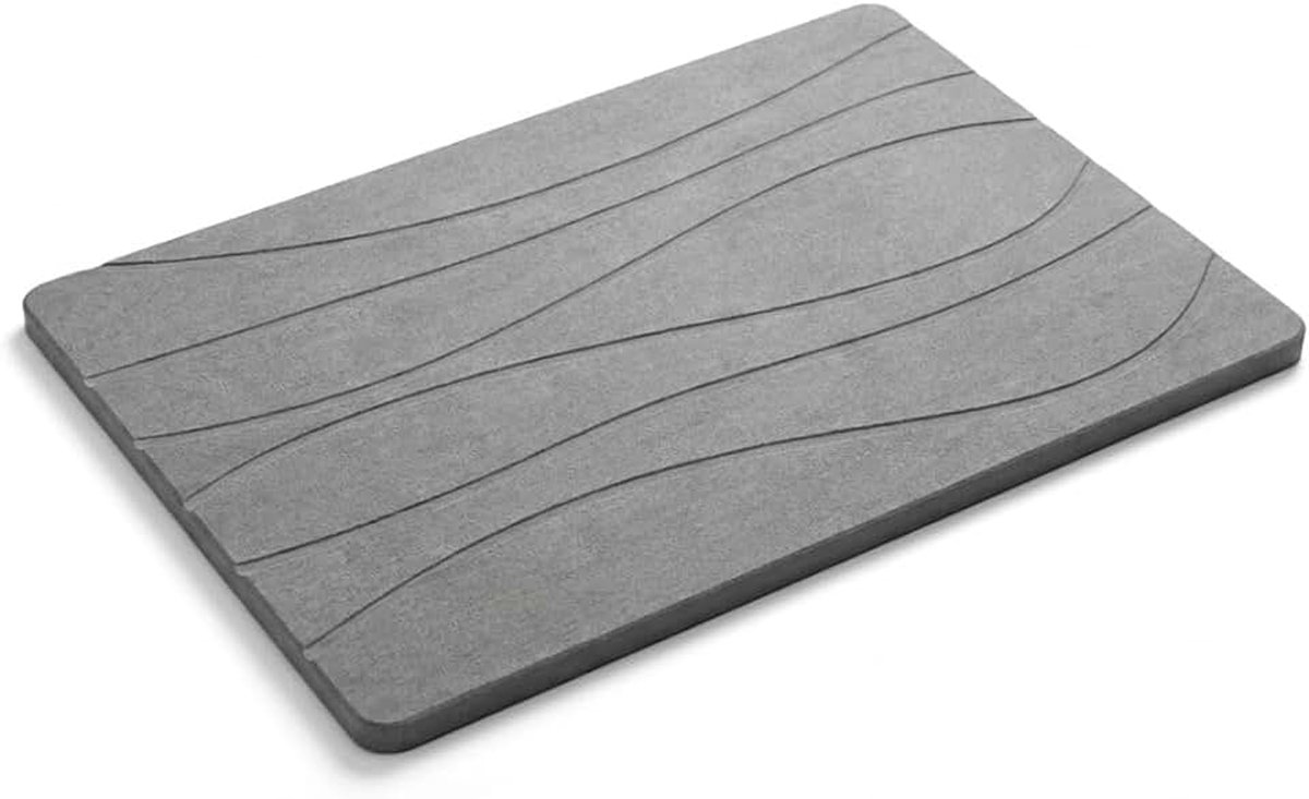 Sneldrogend, kiezelsteenmat, antislip, direct drogend, voor douche, bad en badkamer, grijs (Wave Grey)