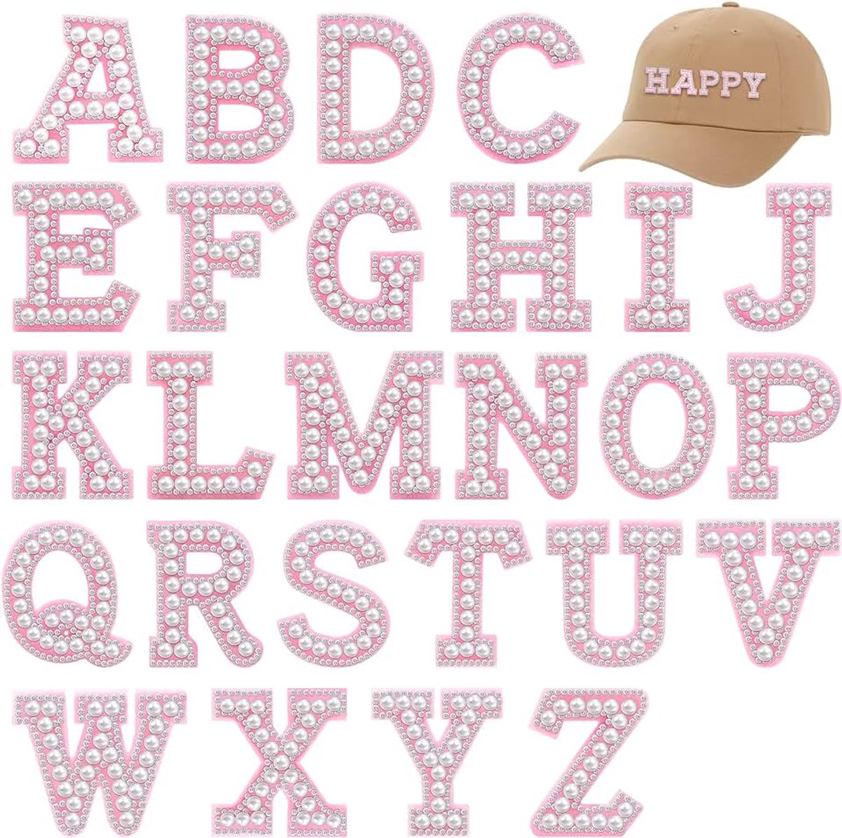 26 stuks zelfklevende kralen, strassapplicaties, A-Z, alfabet 3D-letterpatches, glanzende letterpatches voor doe-het-zelf handwerk, decoratie of reparatie van hoeden, kleding