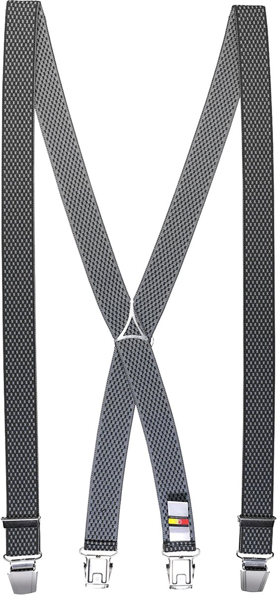 LINDENMANN heren bretels met extra sterke clips X-vorm - grijs dessin