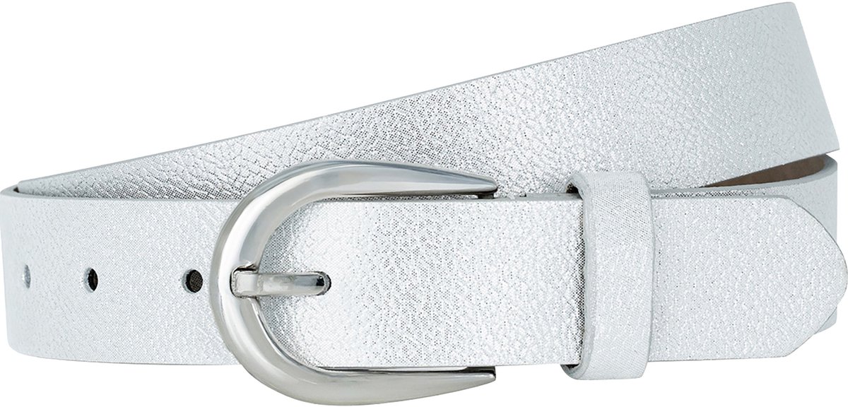 LINDENMANN dames leren riem - zilverkleurig