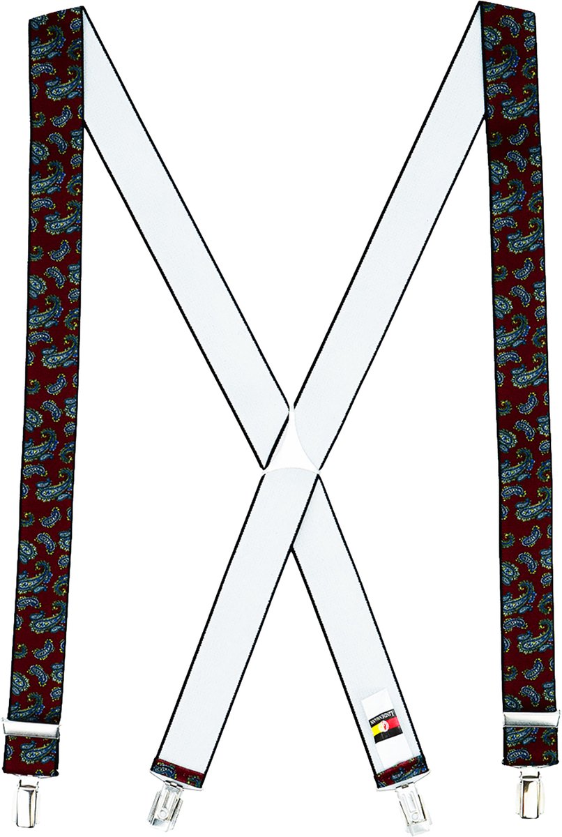LINDENMANN heren bretels X-vorm - bordeaux paisley