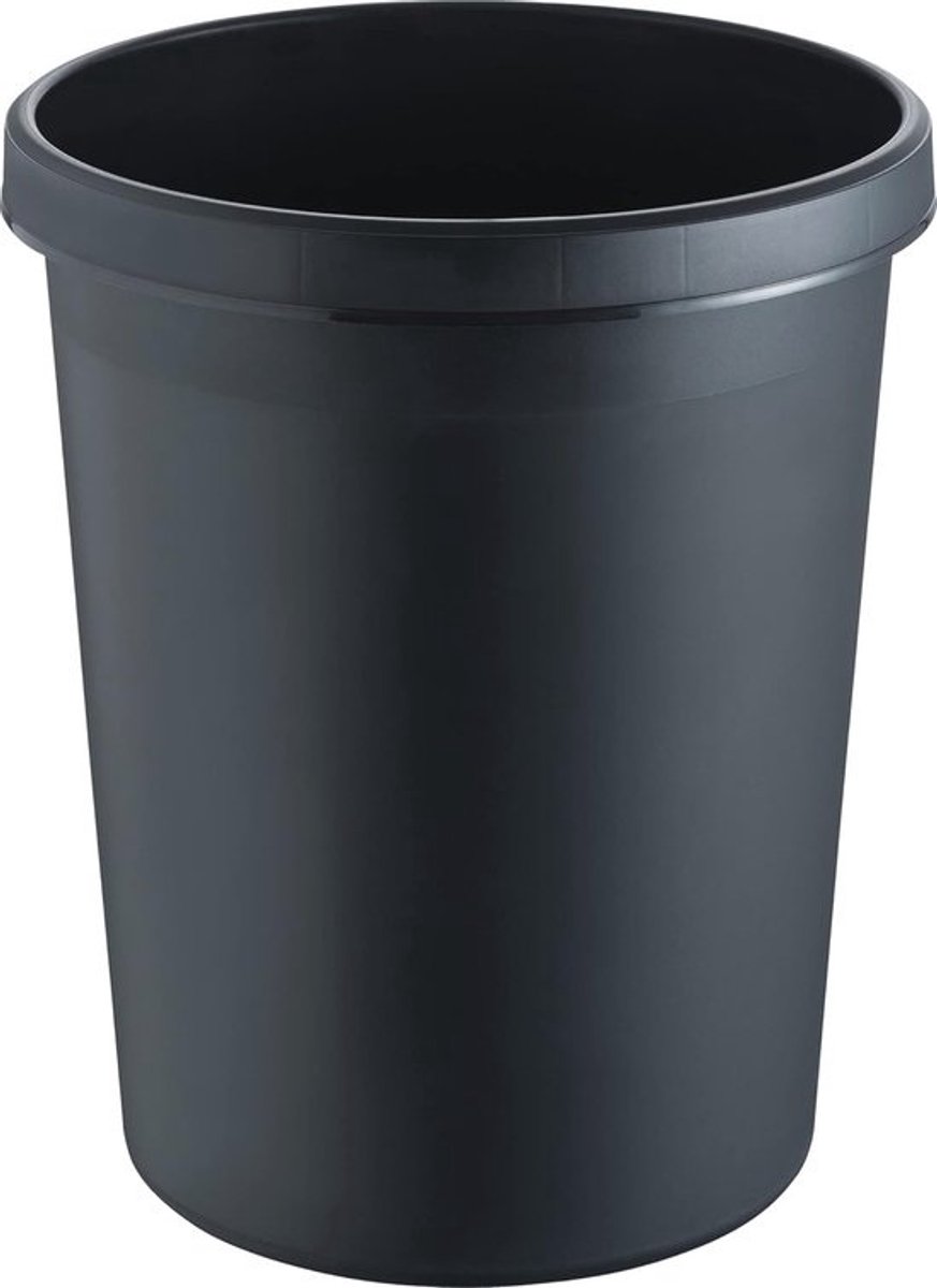 Prullenbak 45 liter met greeprand - zwart kunststof voor afvalscheiding