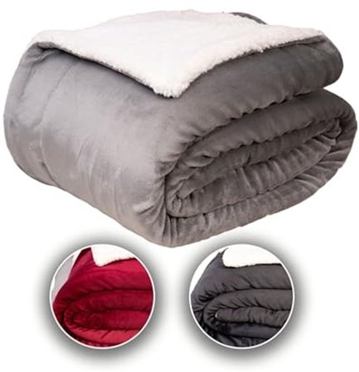 Fluffy fleece cuddly blanket - 220 x 240 cm - Oeko-Tex certified - warm Sherpa sofa cover