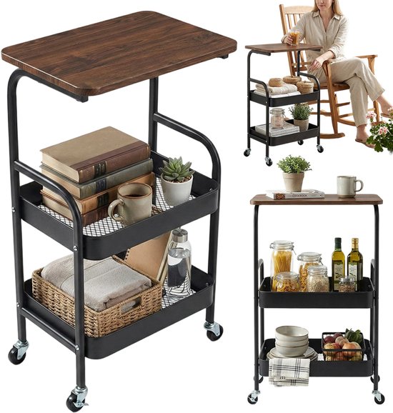 Keukentrolley - Verrijdbare Opbergrek - Keukenwagen - Trolley op Wieltjes - 29x43x74,5 cm - 4 Wielen - Waterdicht & Vlekbestendig & Vochtbestendig - Keukenrek - Voor Badkamer & Keuken & Woonkamer & Slaapkamer