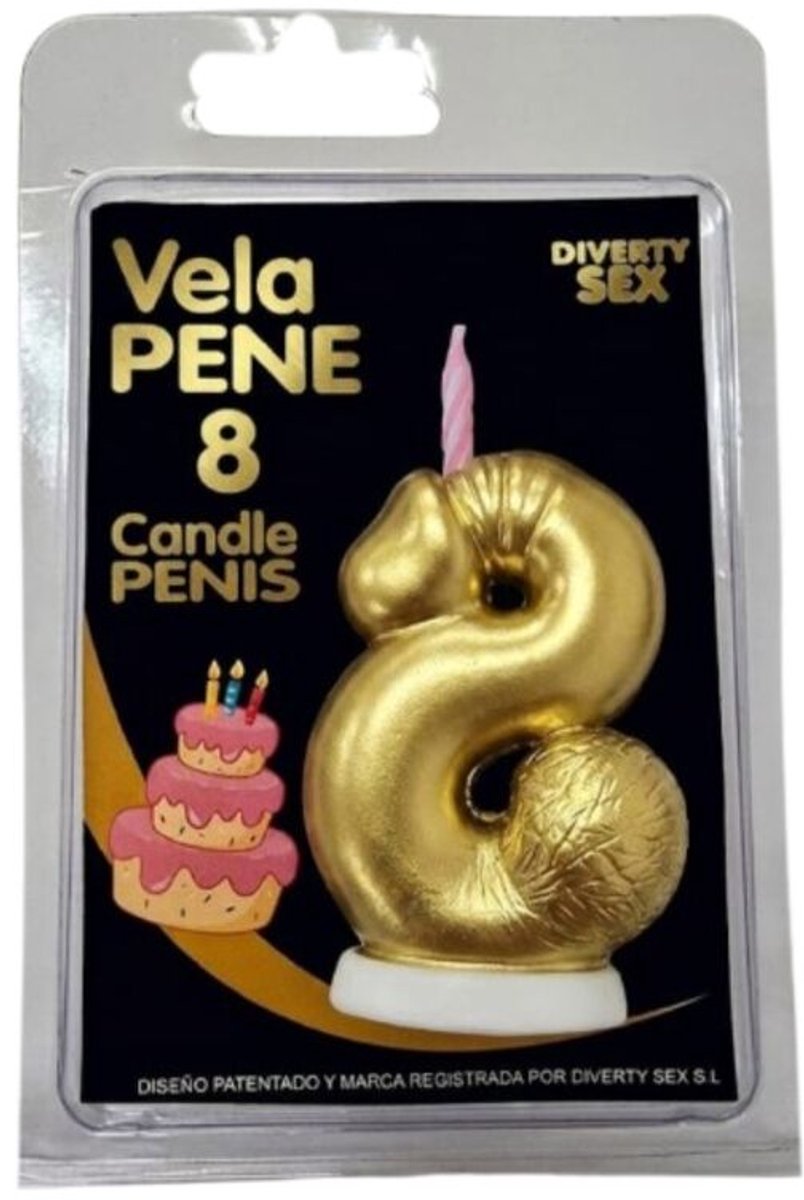 Penis Kaars Nummer 8 Goud