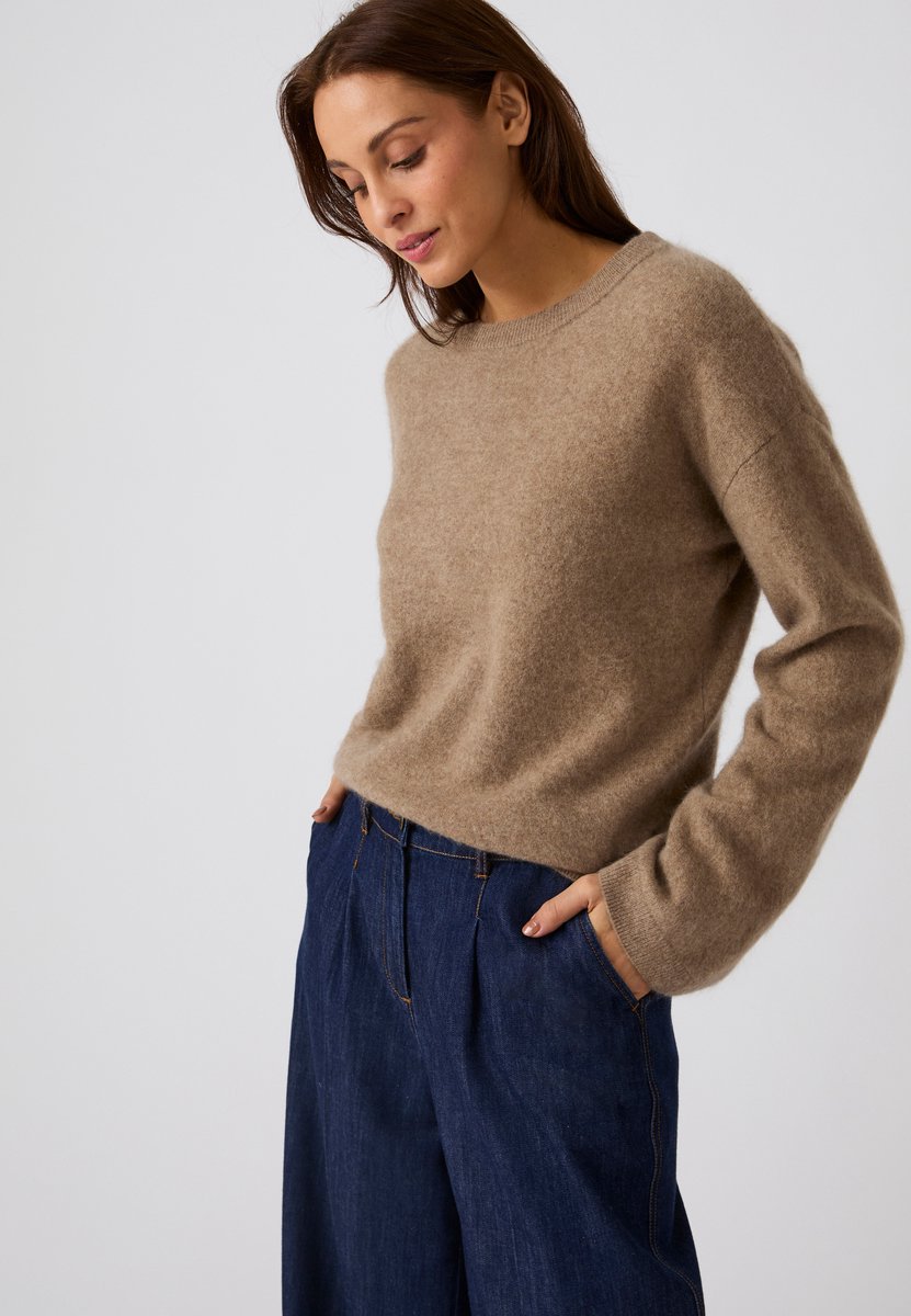 Damart - Trui van geborsteld puur wol - Dames - Beige - XL