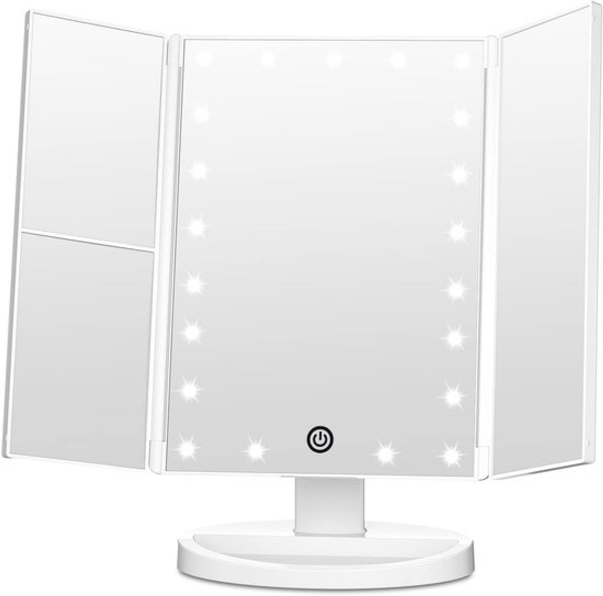 Drieluik Make-upspiegel met Verlichting 2X/3X Vergroting - LED Touch Dimming - 180 Graden Rotatie