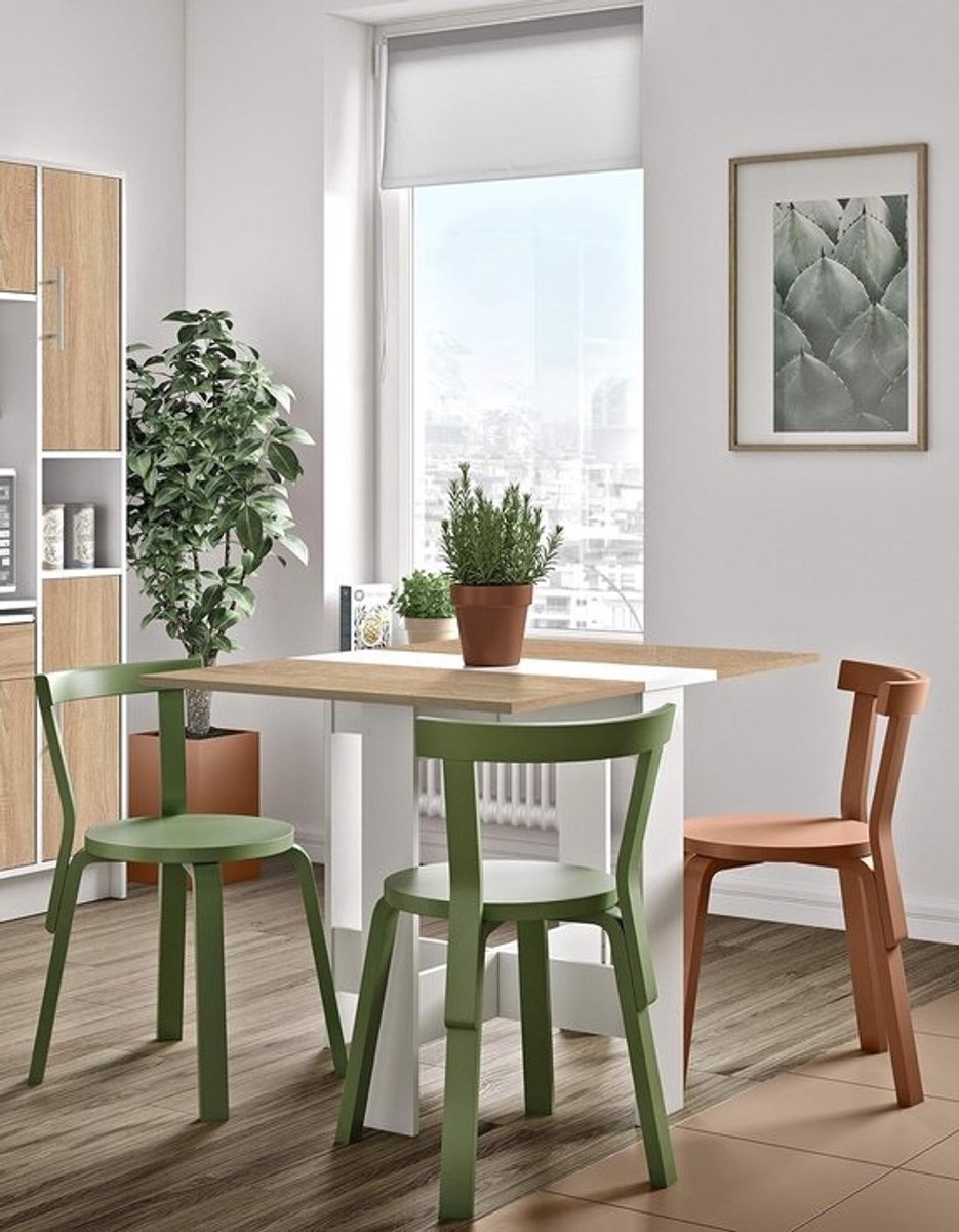 Opvouwbare Eettafel met Eiken en Marmeren Look voor Kleine Ruimtes - 103x67x28 cm