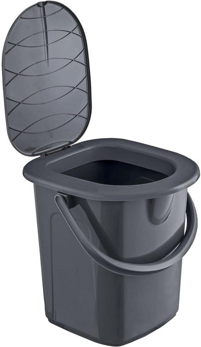 Ecologisch Campingtoilet - 22 liter - Max. draagkracht 120 kg - Grijs - Gemaakt van 100% gerecycled materiaal