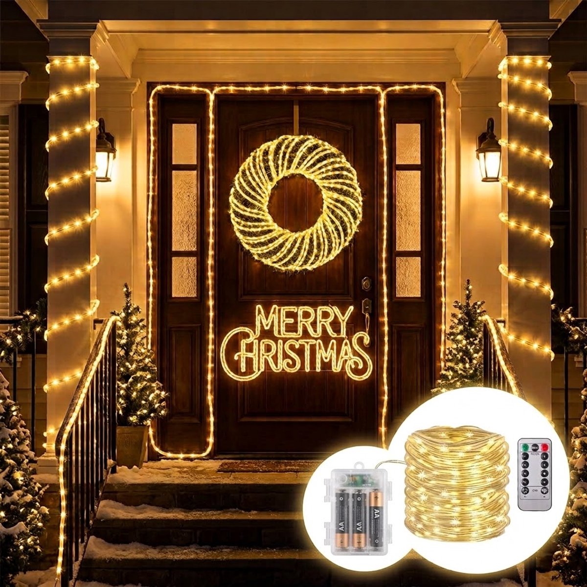LED Lichtsnoer 12 Meter met Afstandsbediening –Kerstverlichting- Feestverlichting - Lampjes slinger-100 LED, 8 Lichtmodi, IP65 - warm Licht