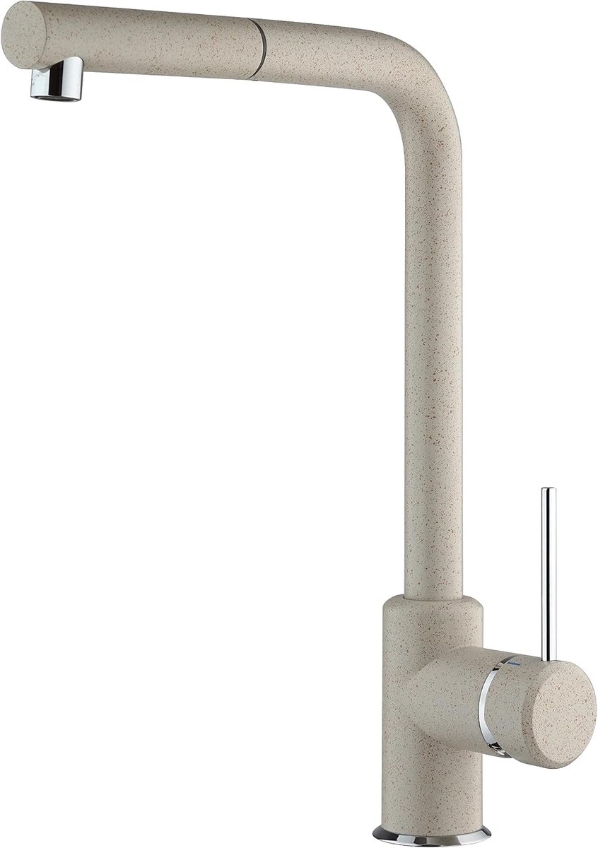 Keukenkraan AM10023AV - eengreepsmengkraan met uittrekbare sproeier - graniet havermout