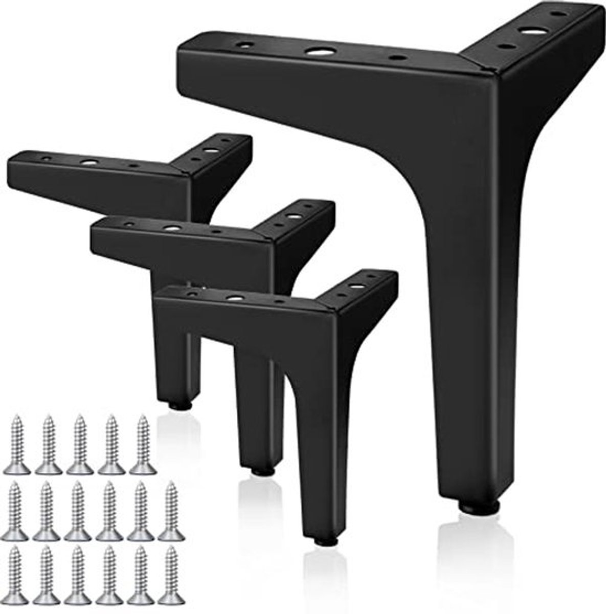 Meubelpoten Metaal - Kastpoten Bankpoten - Meubels Verhogen - Driehoekige Stabiliteit - 15 cm - Zwart