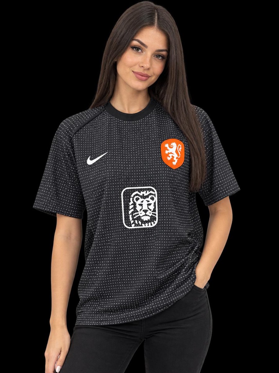 Nike Nederland OranjeLeeuwinnen Pre-Match Trainingsshirt voor dames Zwart