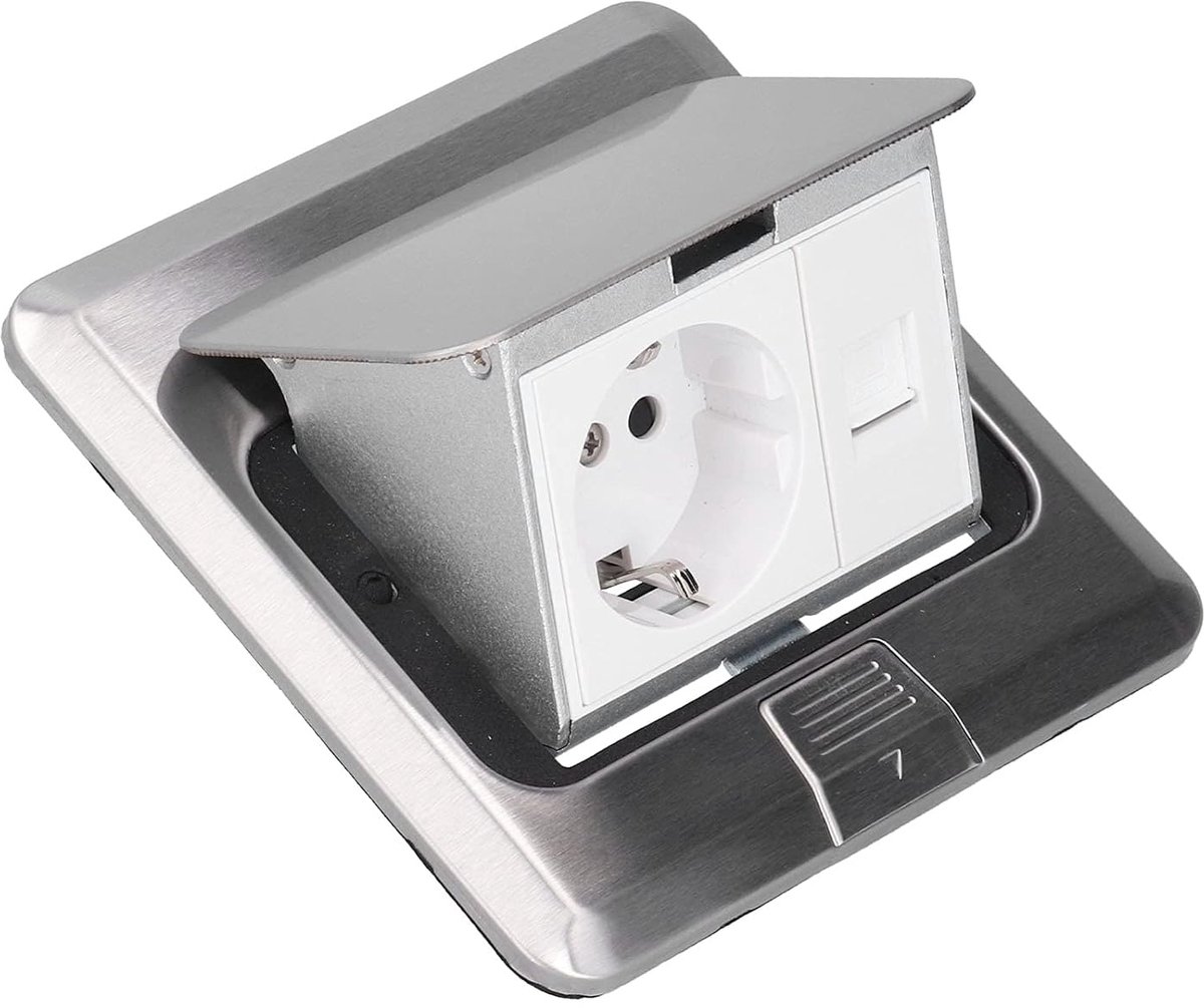 Stopcontactdoos AC 250V EU Standaard Roestvrijstalen Stopcontacten Grondstopcontact met Intall Tool