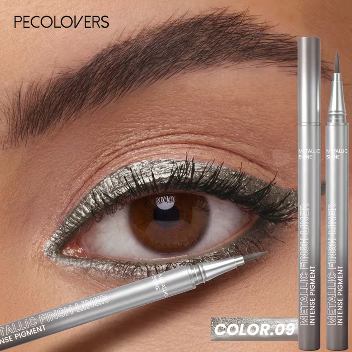 Metallic Zilver Eyeliner – Waterproof Shimmer Eyeliner Pen – Langhoudende Oogmake-up – Variant 09