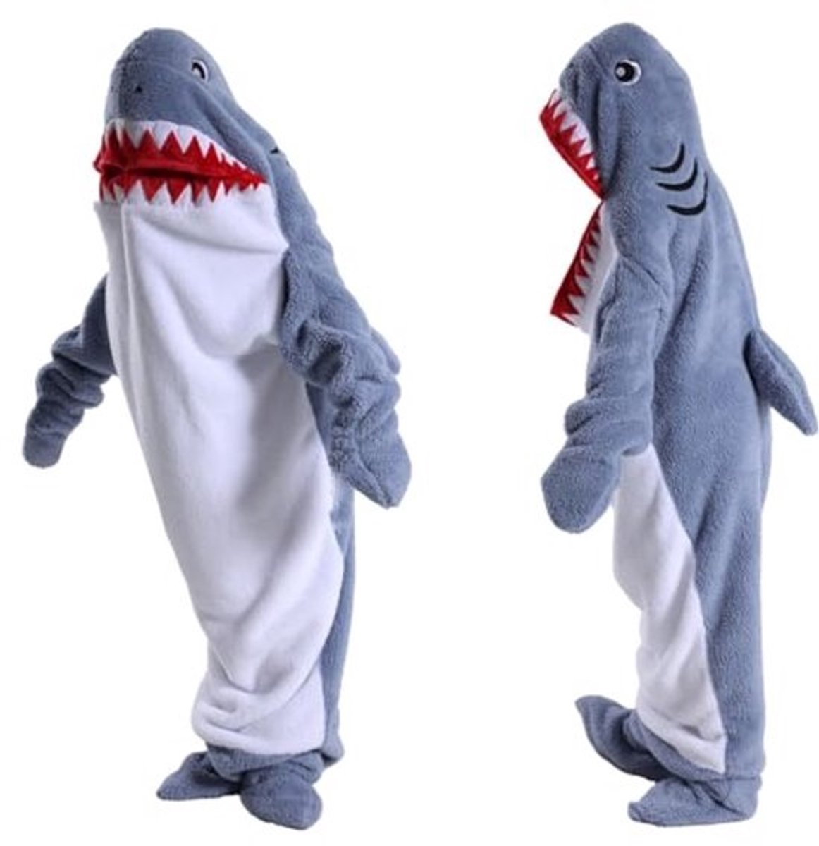 Gezellige Haaien Deken Hoodie Onesie voor Volwassenen en Kinderen - Zachte Pyjama en Slaapzak