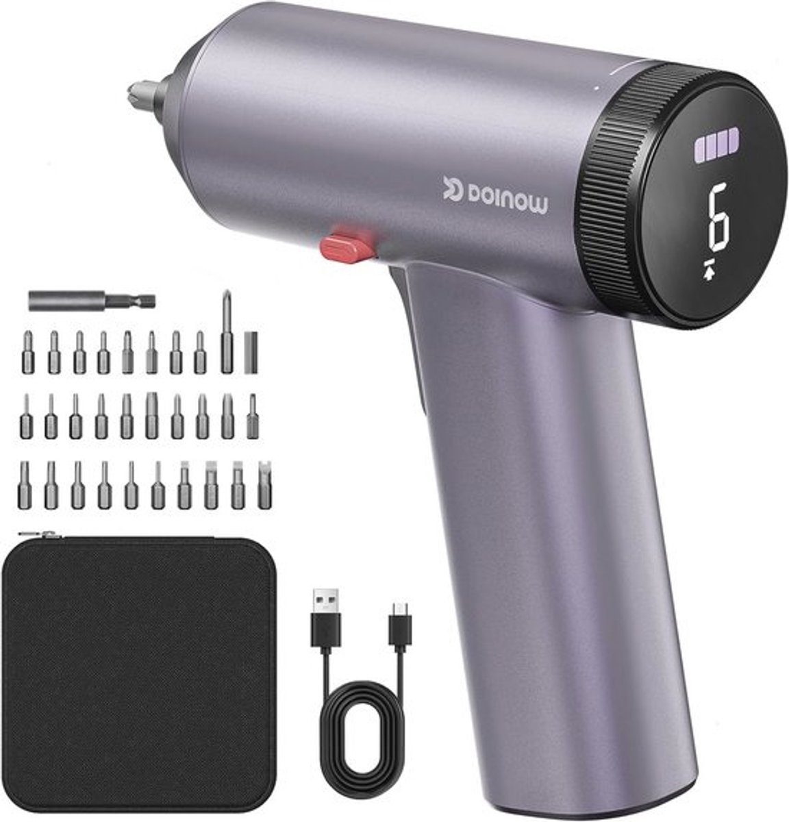 Accuschroevendraaier 33-in-1 Set met Digitale Scherm en LED Licht - 3,6V Oplaadbare Schroevendraaierset