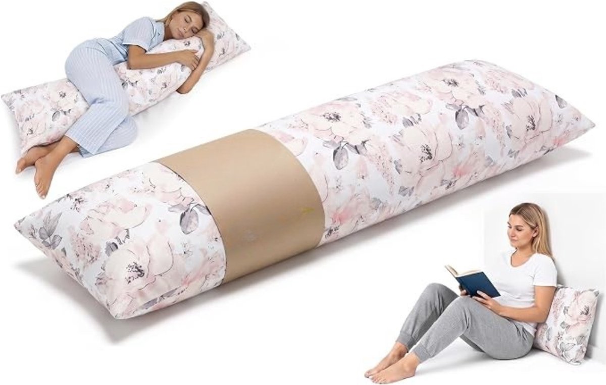 Levo® Lang Kussen voor Zijslapers - Lichaamskussen - Lang Kussen - Wit - 145cm x 40cm x 20cm