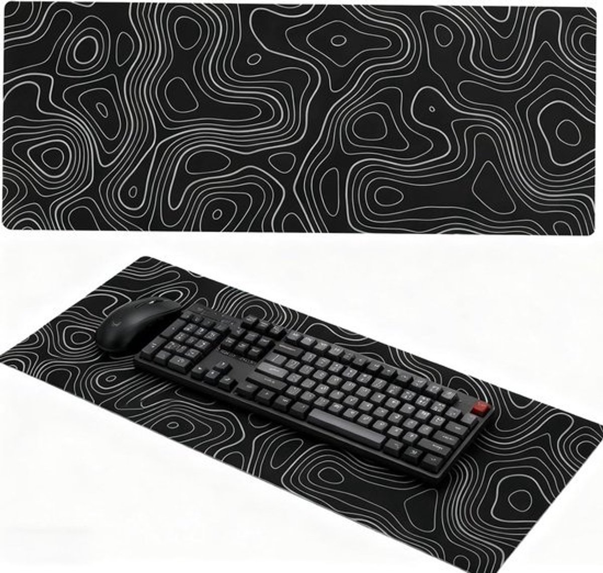 Grote gamingmuismat 90 x 40 cm met antislip rubberen basis en gestikte rand voor optimaal comfort en precisie tijdens het gamen en werken