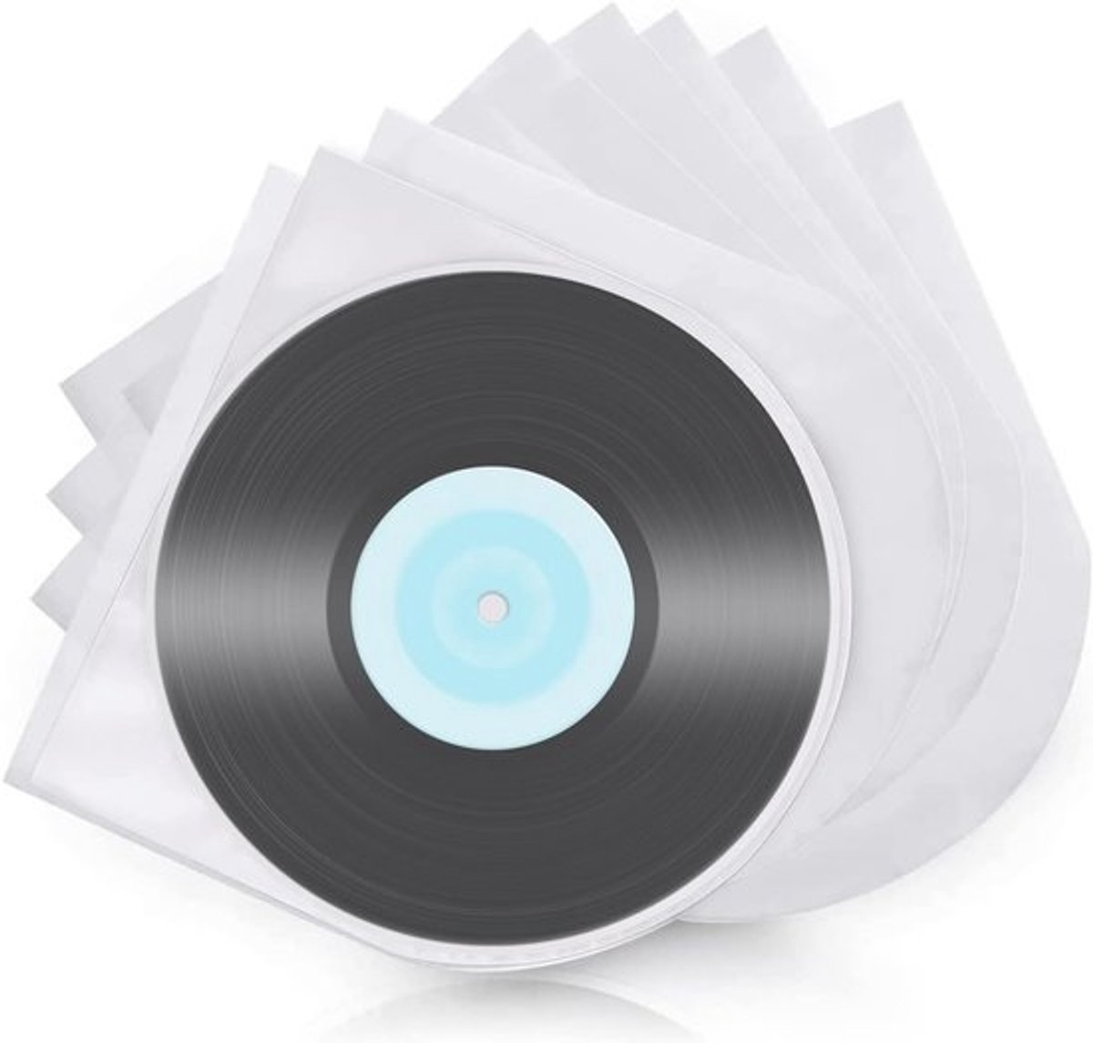 Semi-transparante, antistatische vinylbinnenhoezen voor 12-inch grammofoonplaten - 50 stuks voor bescherming en opslag, van hoge kwaliteit
