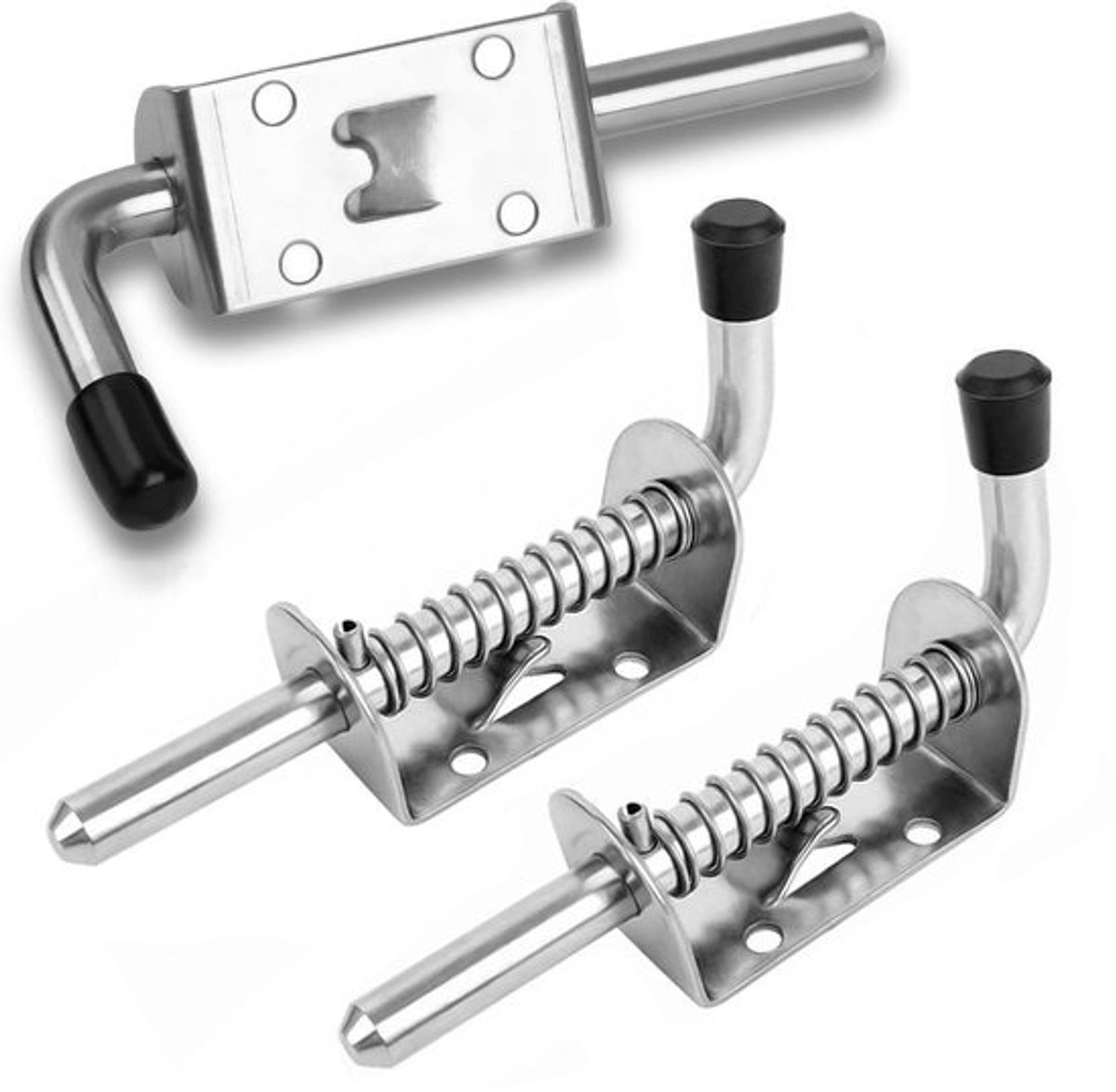 Cosensi - Spring Pin Lock - RVS-latch - voor tuindeuren - 2 stuks - hoogwaardige kwaliteit - voor garagedeuren - zilver