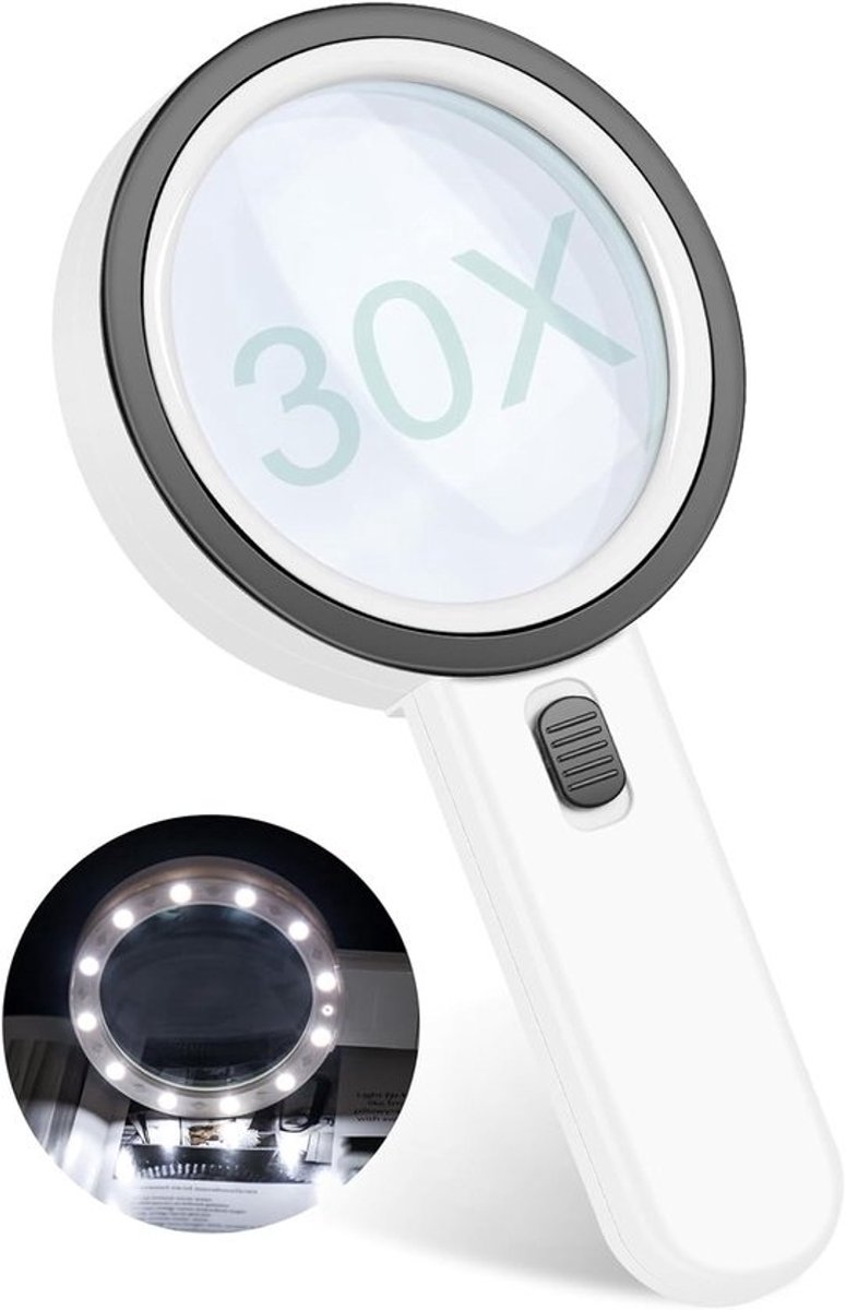 Vergrootglas met verlichting - 30x vergroting - 13 ledlampen - Voor lezen en hobby