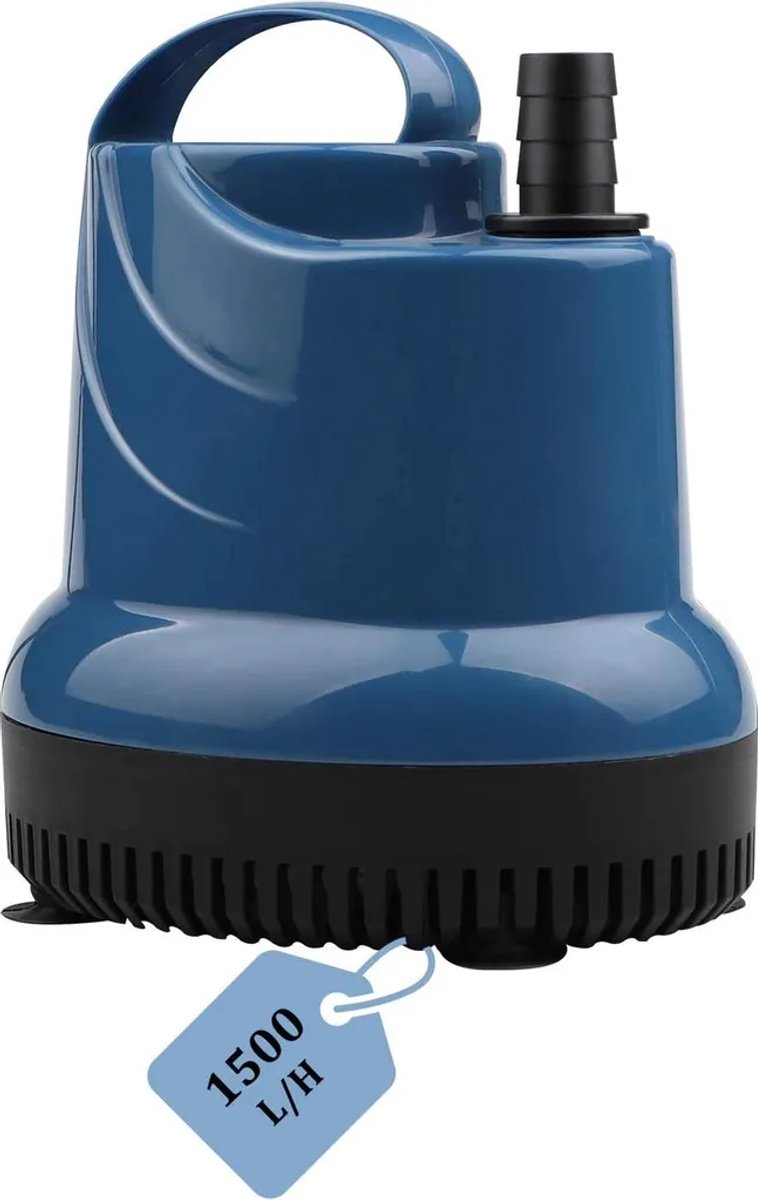 Mini-dompelpomp 1500 liter/uur 20 watt – 1,6 m retourslang – 1,6 m kabel – Geschikt voor aquariums/zwembaden/fonteinen