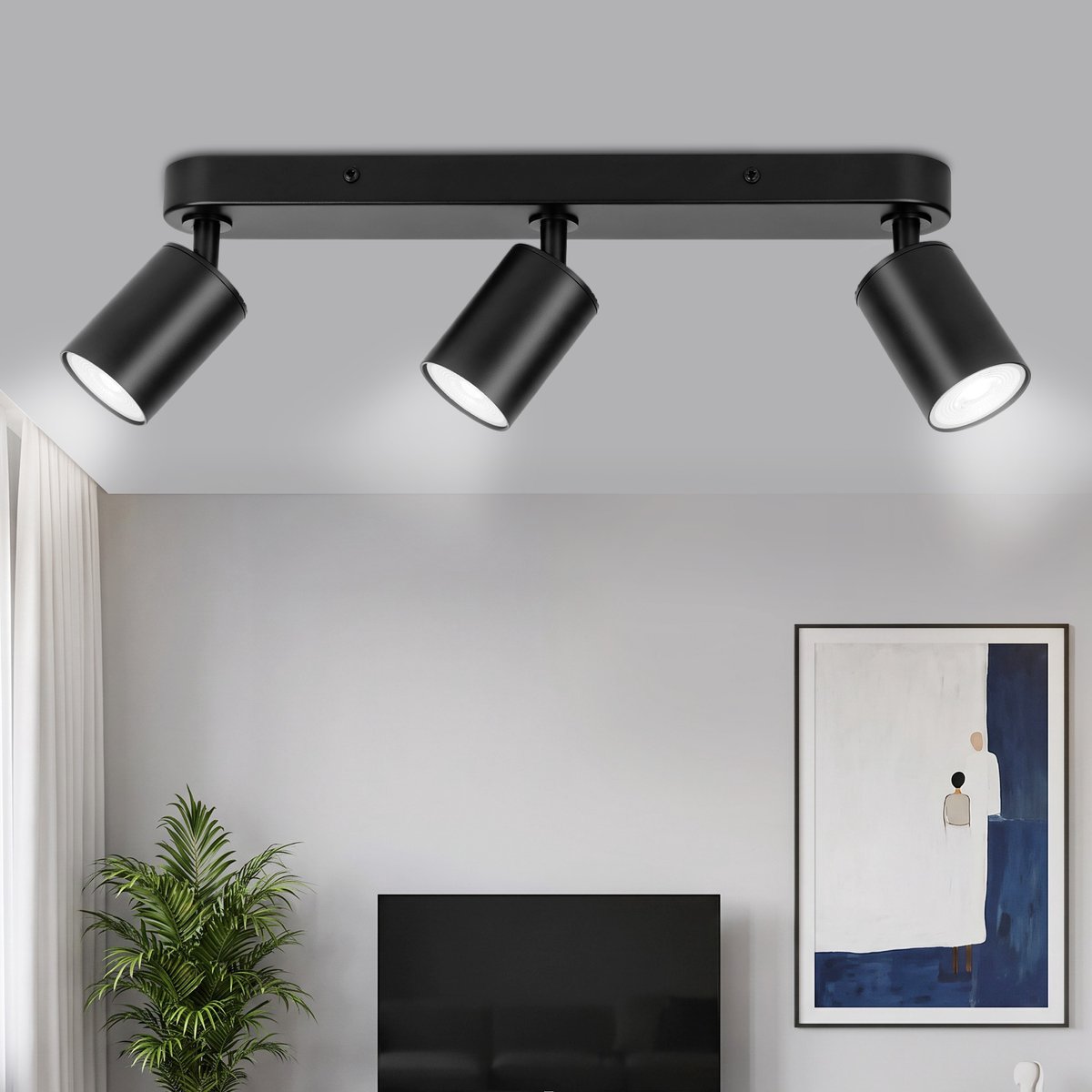 LOVHAUS Plafondspot 3-Lichts - Zwart - GU10 Fitting - 350° Draaibaar en 90° Kantelbaar - Zonder Lichtbron