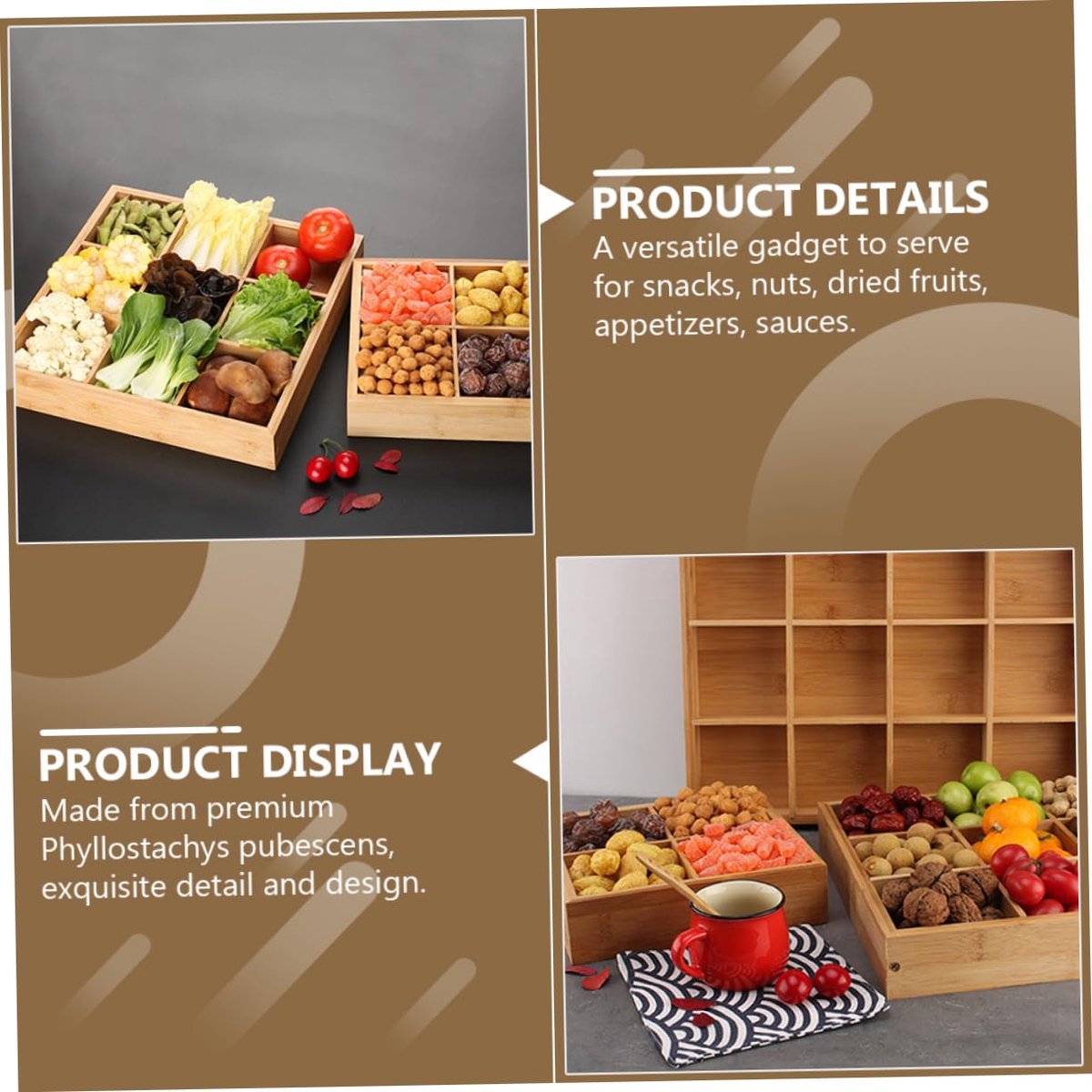 Lade Organizer - Sorteerdoos met 9 Vakken - Bamboe Theedoos - Opbergbakjes Klein - Bureau Accessoires - Sieraden Opberger - Kralendoos Hout - Keukenlade Indeling - Hobby Materialen Bakje - Vakjesdoos - Ladeverdeler - Duurzaam - Houtkleur - 1 Stuk — cadeau in Cadeau-ideeën - foto 7