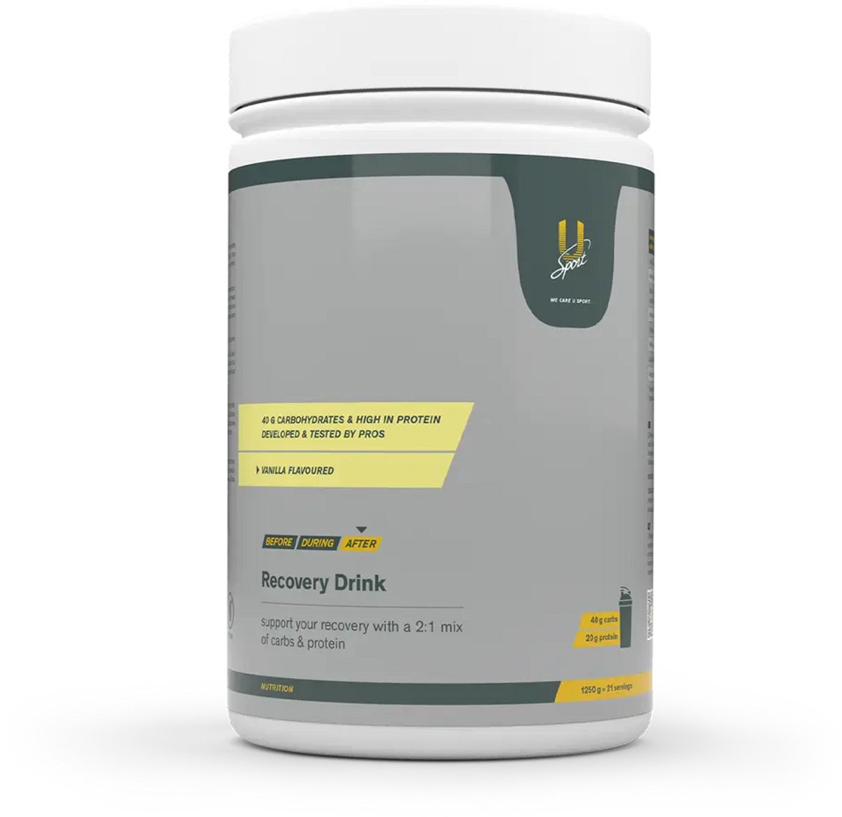 U-Sport Recovery Drink - 3 kg (50 Doseringen) - Hersteldrank 2:1 Koolhydraten Eiwit - Topsport & NZVT - Vanille