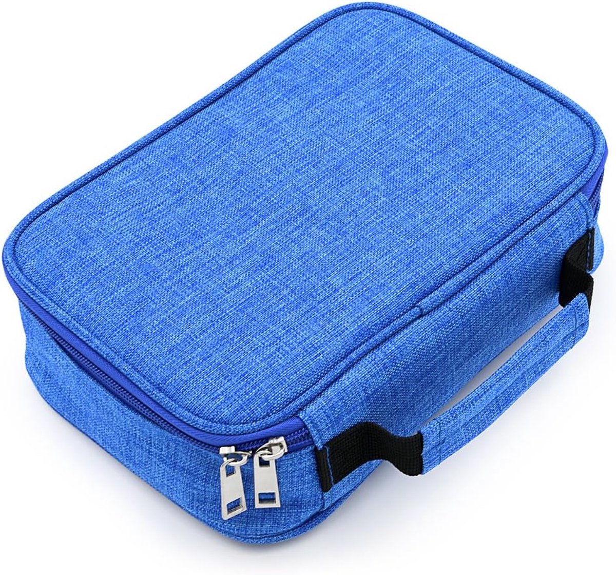 Etui - Grote Capaciteit 72 Sleuven Kleurpotlood Organizer - Met 2 Afneembare Hoezen - Multifunctionele Draagbare Opbergtas voor School en Kantoor - Blauw - 1 Stuk