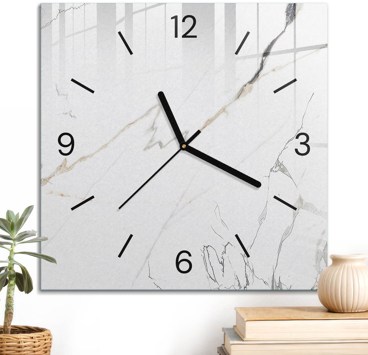ArtPrintCave Grijs Glazen Klok - 30x30 cm - Wandklok Vierkant - Elegante Abstractie Wandklok Keuken - Achtergronden En Patronen Unieke Klok - Zwarte Klokwijzers
