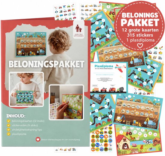 Beloningspakket met 12 kaarten, 315 stickers en diploma. Kinderen belonen met positieve opvoeding.