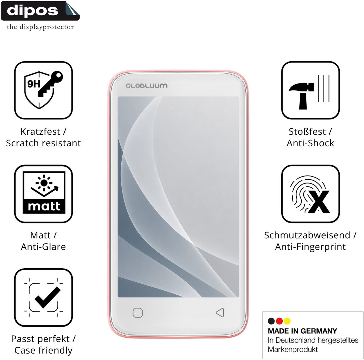 dipos – 2x Matte Pantserfolie geschikt voor Globluum MP3-Player für Kinder 16GB | 9H Screenprotector